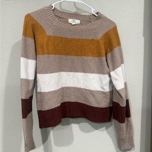 Striped Crew Neck Sweater in Warm Tones
